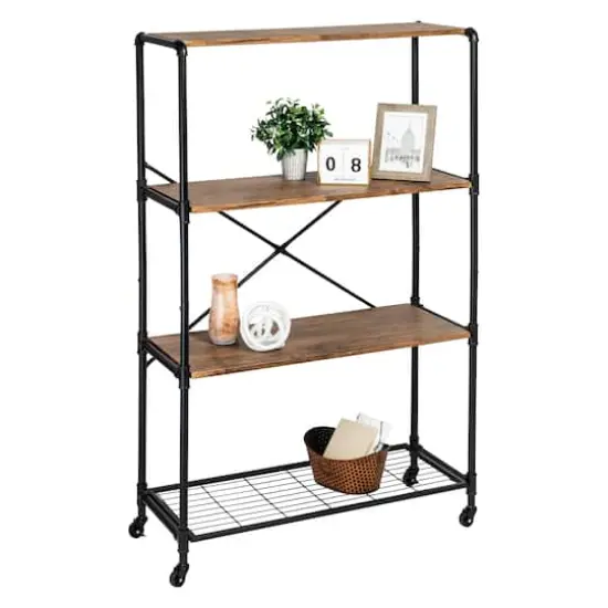 Honey Can Do 4-Tier Industrial Rolling Bookshelf {4}