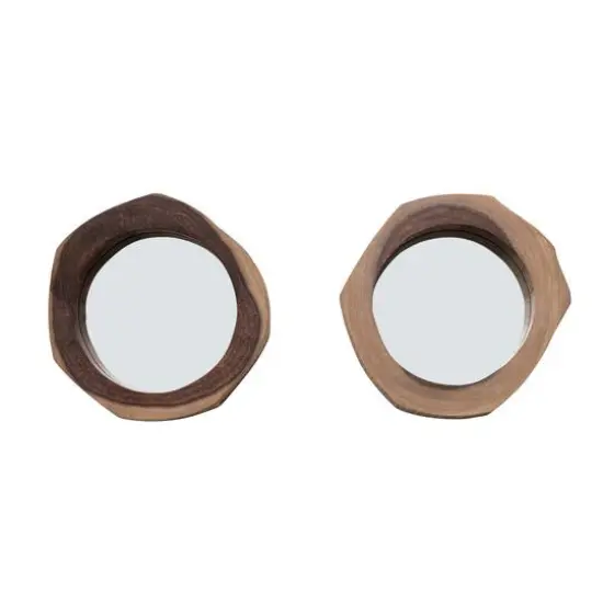 Hello Honey&reg; 7" Round Acadia Wood Framed Organic Shaped Mirrors, 2ct. {1}