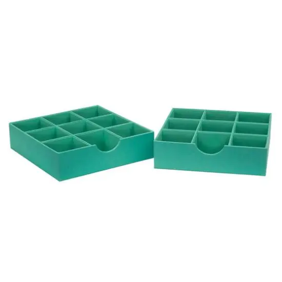 Household Essentials 9-Compartment Drawer Organizers, 2ct. Green {1}