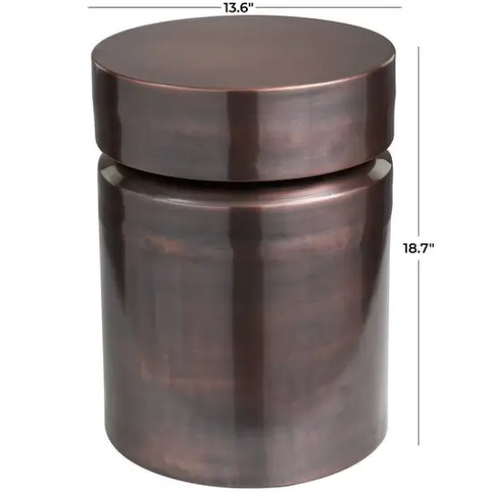 19" Copper Metal Drum Accent Table {6}