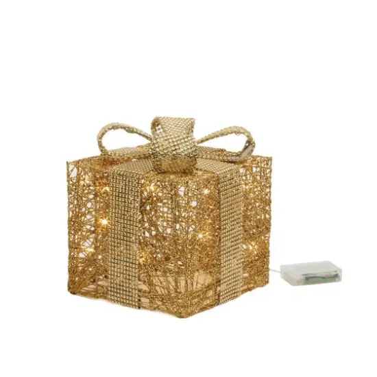 Gold LED Wrapped Presents Display Set {5}