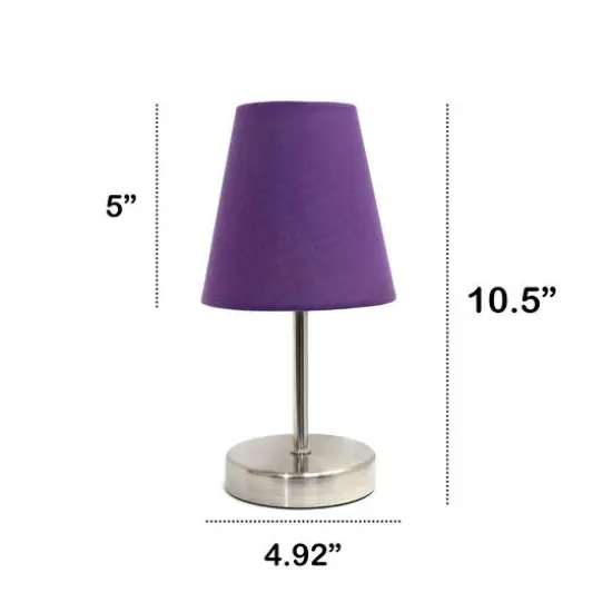 Creekwood Home Nauru 10.5" Sand Nickel Petite Metal Stick Table Lamp Purple {4}