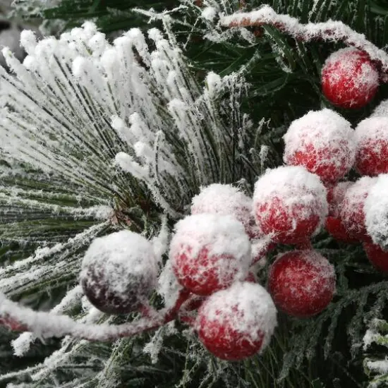 22" Snowy Bedford Urn Filler with Battery Operated LED Lights {6}