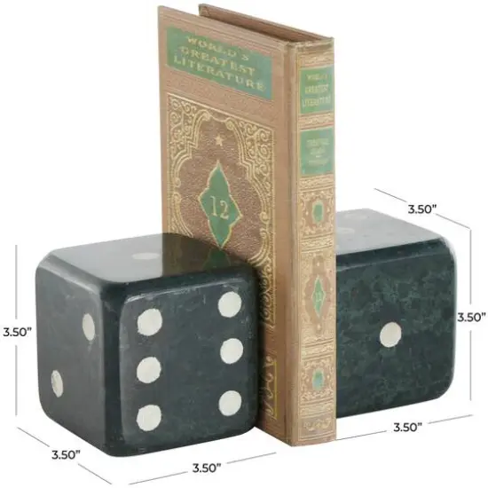 Green Marble Dice Decorative Bookends with White Accents {8}