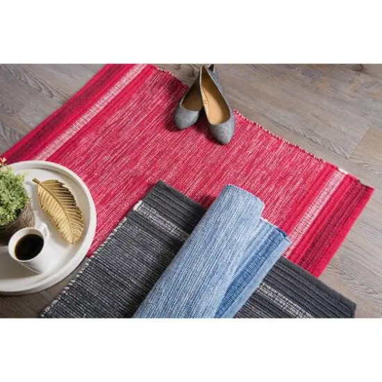 DII&reg; Blue Squares Recycled Yarn Rug, 2ft. x 3ft. {5}