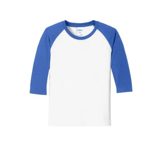 Port & Company Youth Raglan Tee White/Red {2}