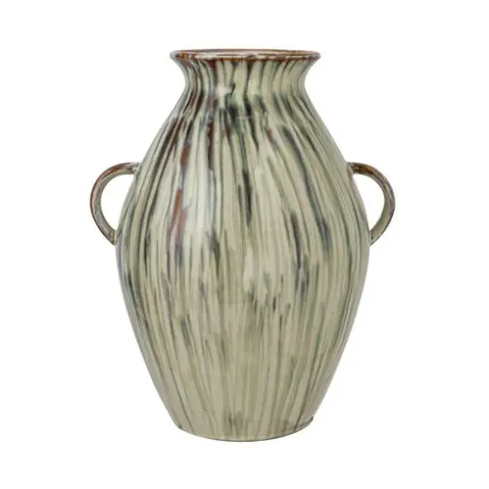 Hello Honey® 14" Multicolor Reactive Glaze Hand-Painted Stoneware Vase with Handles {7}