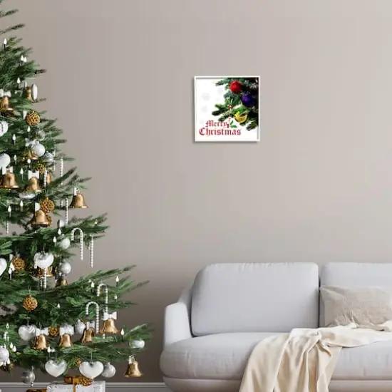 Stupell Industries Merry Christmas Snowflake Pattern Framed Giclee Art White {3}