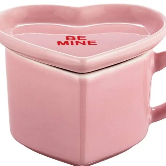 Miss Valentine Pink Ceramic Candy Heart Mug & Saucer {7}