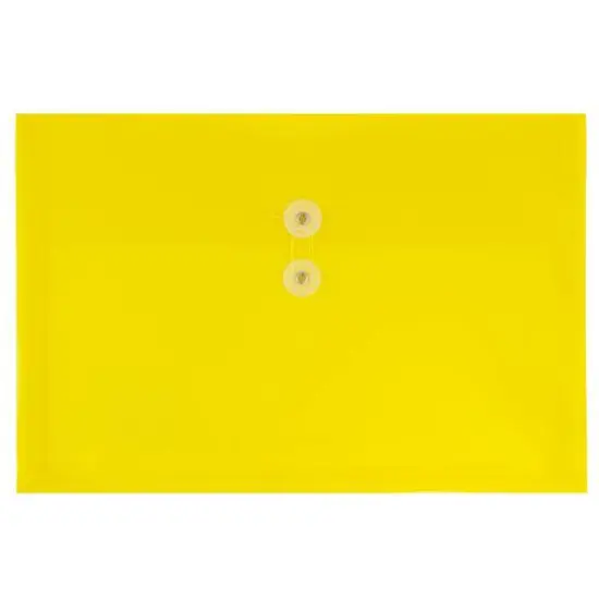 JAM Paper 9.75" x 14.5" Button & String Tie Closure Plastic Envelopes, 12ct. Yellow {1}