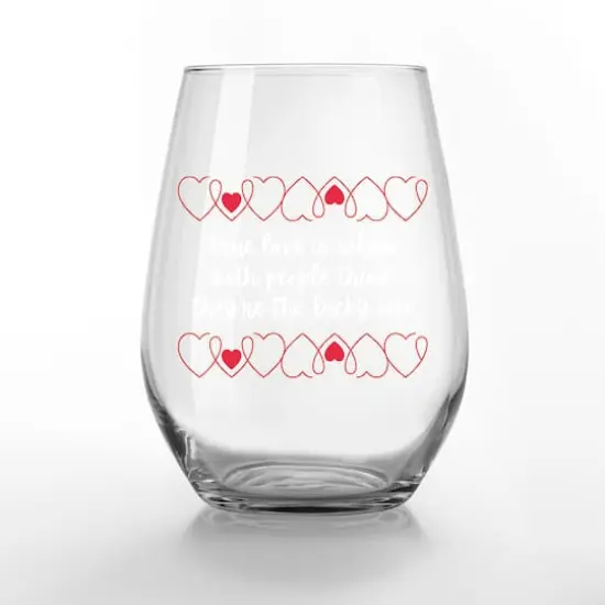 15oz. True Love Lucky Ones Printed Stemless Wine Glass {1}