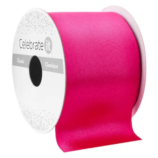 2.5" x 10yd. Satin Wired Ribbon by Celebrate It® Classic Magenta {1}