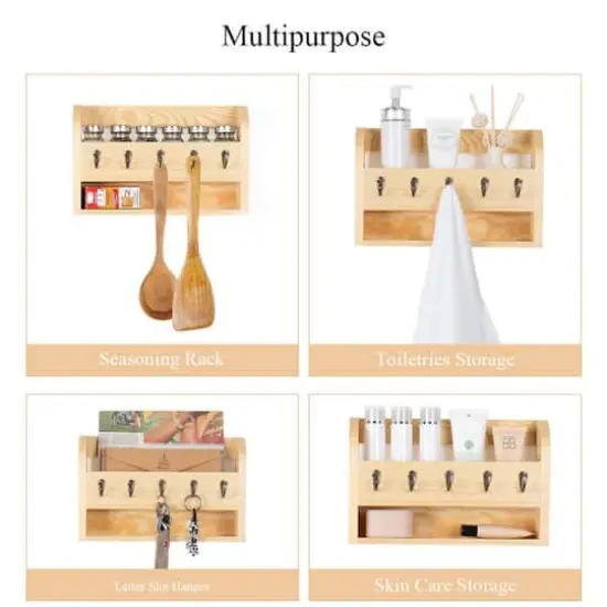 NEX&trade; Brown Wood Wall Mounted Mail & Key Holder {5}