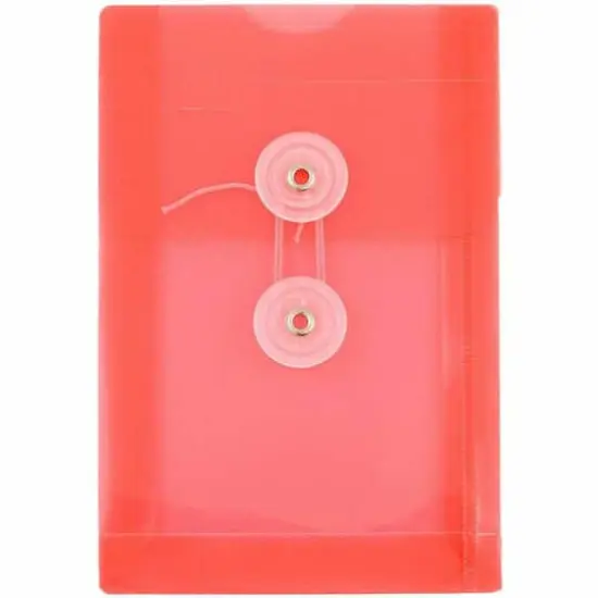 JAM Paper 4.25" x 6.25" Open End Plastic Envelopes with Button and String Closure, 24ct. Pink {1}
