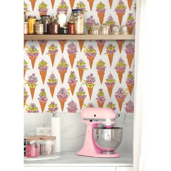 By Dylan M Orange Floral Ice Cream Peel & Stick Wallpaper {3}