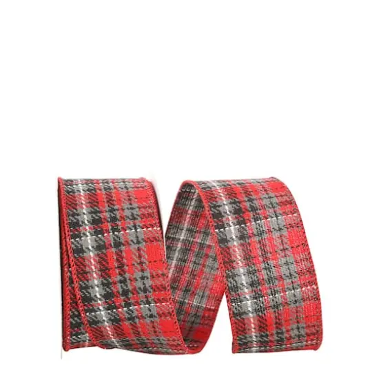 JAM Paper 2.5" x 10yd. Heavy Twill Wired Plaid Ribbon {1}