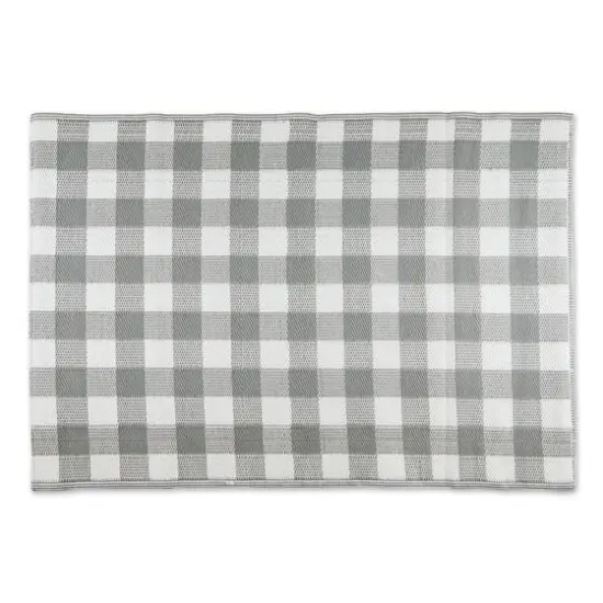 DII&reg; Buffalo Check Outdoor Rug, 4ft. x 6ft. Gray/White {4}