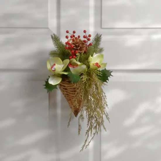 11" Cymbidium Flower Wall Basket {3}