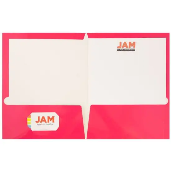 JAM Paper Laminated 2-Pocket Glossy Folders, 6ct. Hot Pink {5}