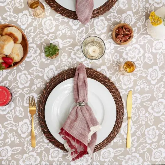 DII&reg; Stone Floral Print Outdoor Tablecloth with Zipper, 60 Round {6}