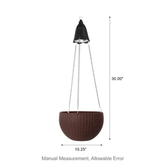 Glitzhome&reg; 30" Brown Solar Lighted Hanging Plastic Basket Planters, 2ct. {9}