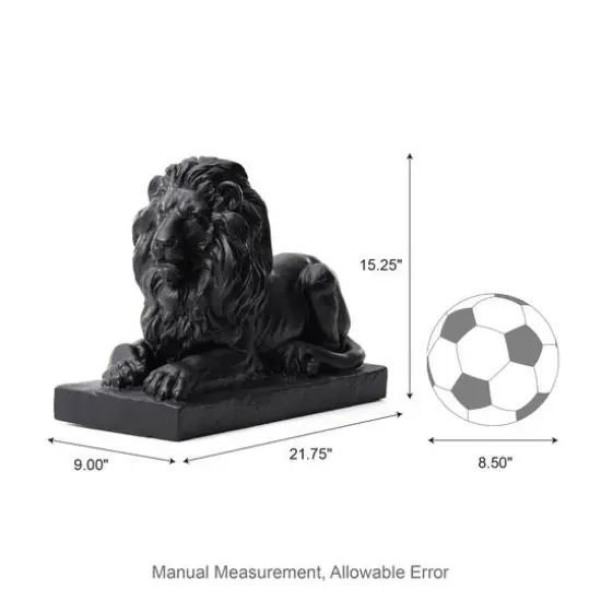 Glitzhome&reg; 22" Lying Lion Garden Statue Set Black {9}