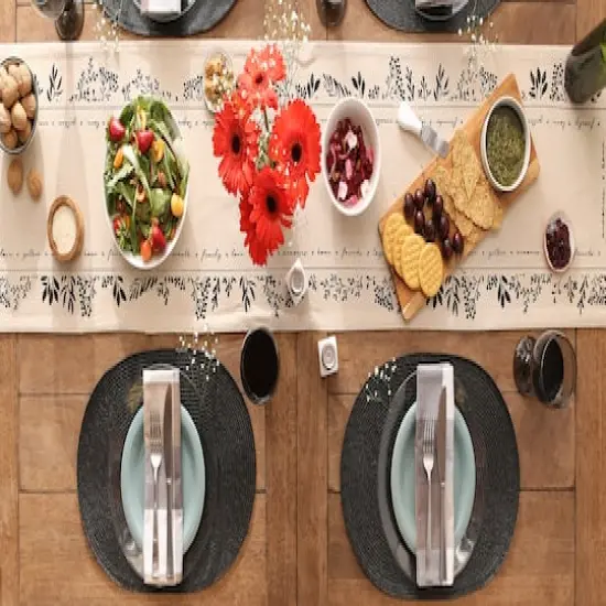 DII&reg; Oval Plastic Woven Placemats, 6ct. Black {7}