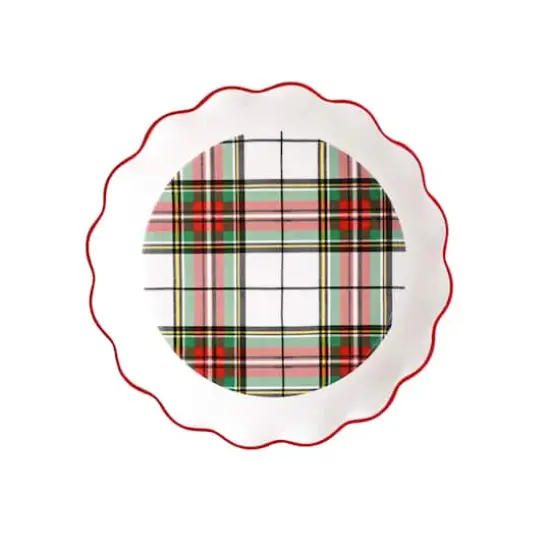 10" Green & Red Plaid Ceramic Pie Dish by Ashland&reg; {3}