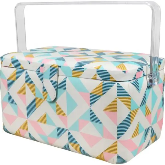 SINGER&reg; Large Abstract Geo Print Sewing Basket with Matching Pouch Sew Kit {11}