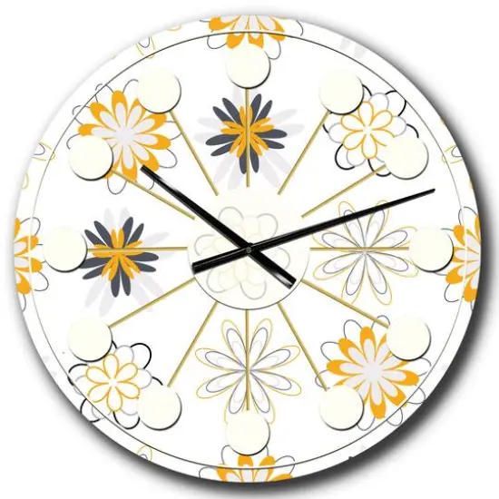 Designart 'Retro Floral Pattern Viii Mid-Century Modern Wall Clock {1}