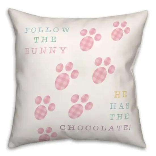 Bunny Has Chocolate 18" x 18" Throw Pillow {1}