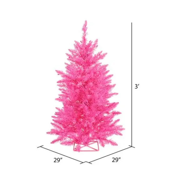 3ft. Pre-Lit Hot Pink Artificial Christmas Tree, Pink LED Lights {5}