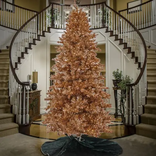 10ft. Pre-Lit Rose Gold Metallic Artificial Christmas Tree, White LED Lights {3}