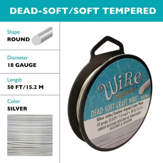 The Beadsmith&reg; Wire Elements&trade; 18 Gauge Tarnish Resistant Soft Temper Wire, 50ft. Silver {6}