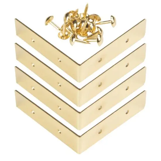 Dritz Home&reg; Small Brass Campaign Smooth Right Angle Corners, 4ct. {8}
