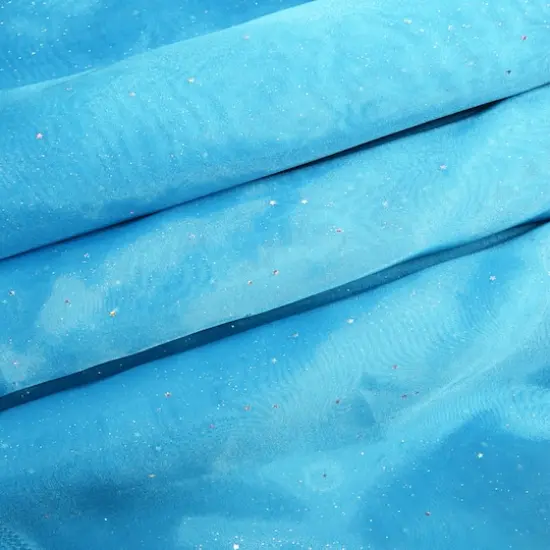 Feldman Light Blue Stars Organza Fabric {1}