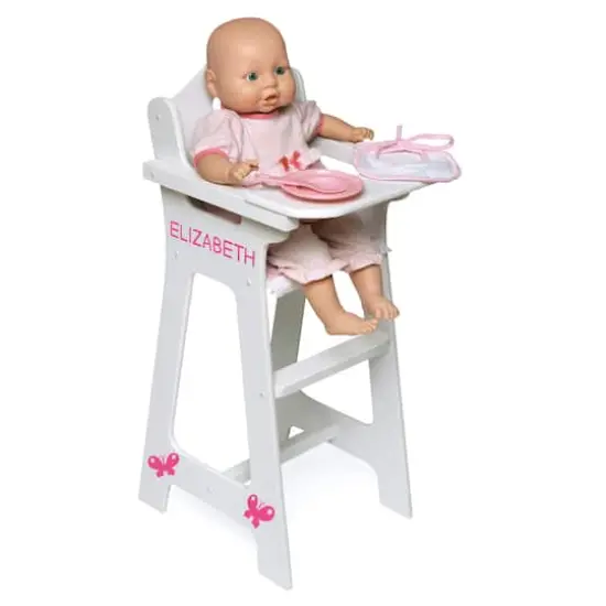 Badger Basket White & Pink Gingham Doll High Chair with Accessories {6}