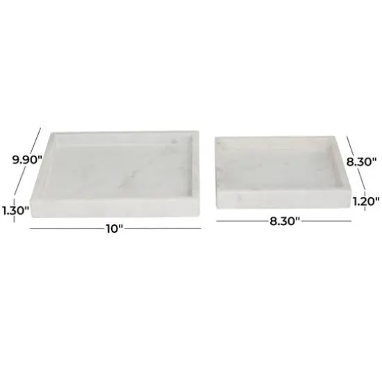 Modern Marble Tray with Raised Border Set White {6}