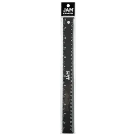 JAM Paper Metallic Stainless Steel Ruler Black {4}