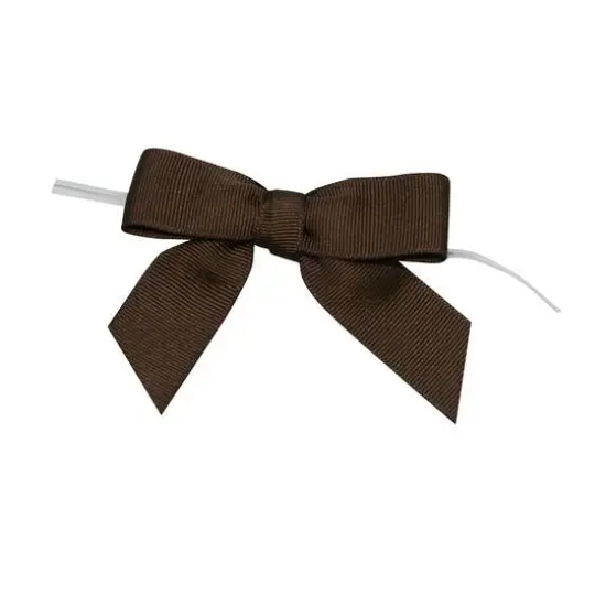 JAM Paper 2.5" Grosgrain Twist Tie Bows, 100ct. Brown {1}