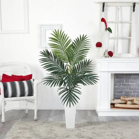 4.5ft. Kentia Palm Artificial Tree in White Tower Planter {7}