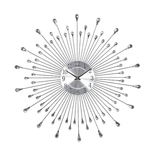 Silver Metal Modern Wall Clock, 23" x 23" x 2" {1}