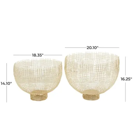 Gold Metal Cross Hatching Decorative Bowl Set {5}