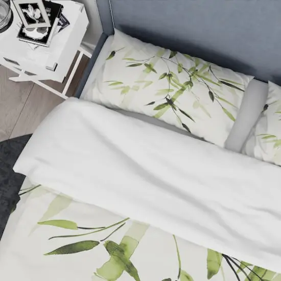 Designart 'Simplist Bamboo Leaves II' Cottage Bedding Set - Duvet Cover & Shams {6}
