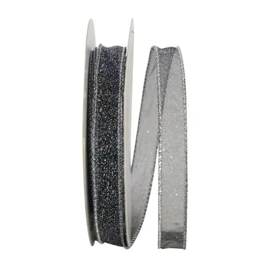 Reliant 5/8" x 25yd. Black Corsage Glitter 2 Ribbon {1}
