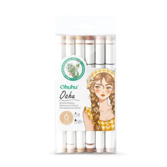 Ohuhu&reg; Oahu 6 Color Portrait Alcohol Marker Set {1}