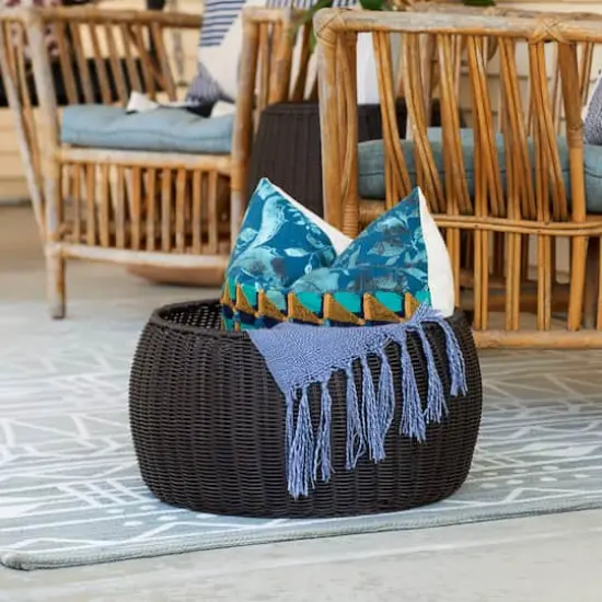 Household Essentials 9" Woven Storage Ottoman Brown {4}