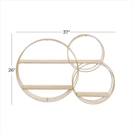 Gold Metal Contemporary Wall Shelf, 26" x 37" x 6" {8}