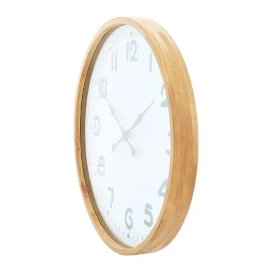 Hello Honey&reg; 29" Round Natural Wood and Metal Wall Clock {5}