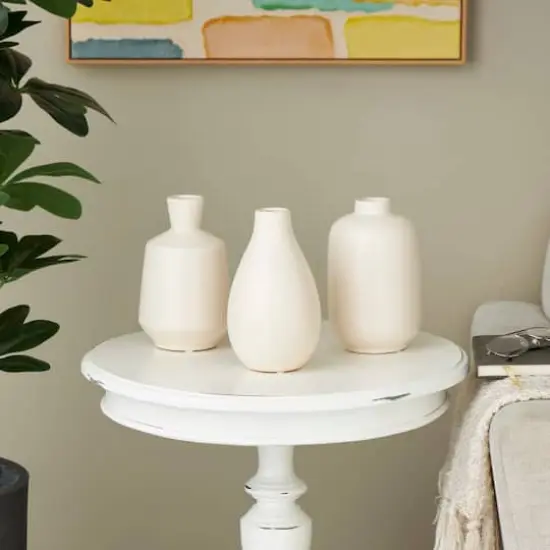 Cream Minimalistic Ceramic Vase Set {12}